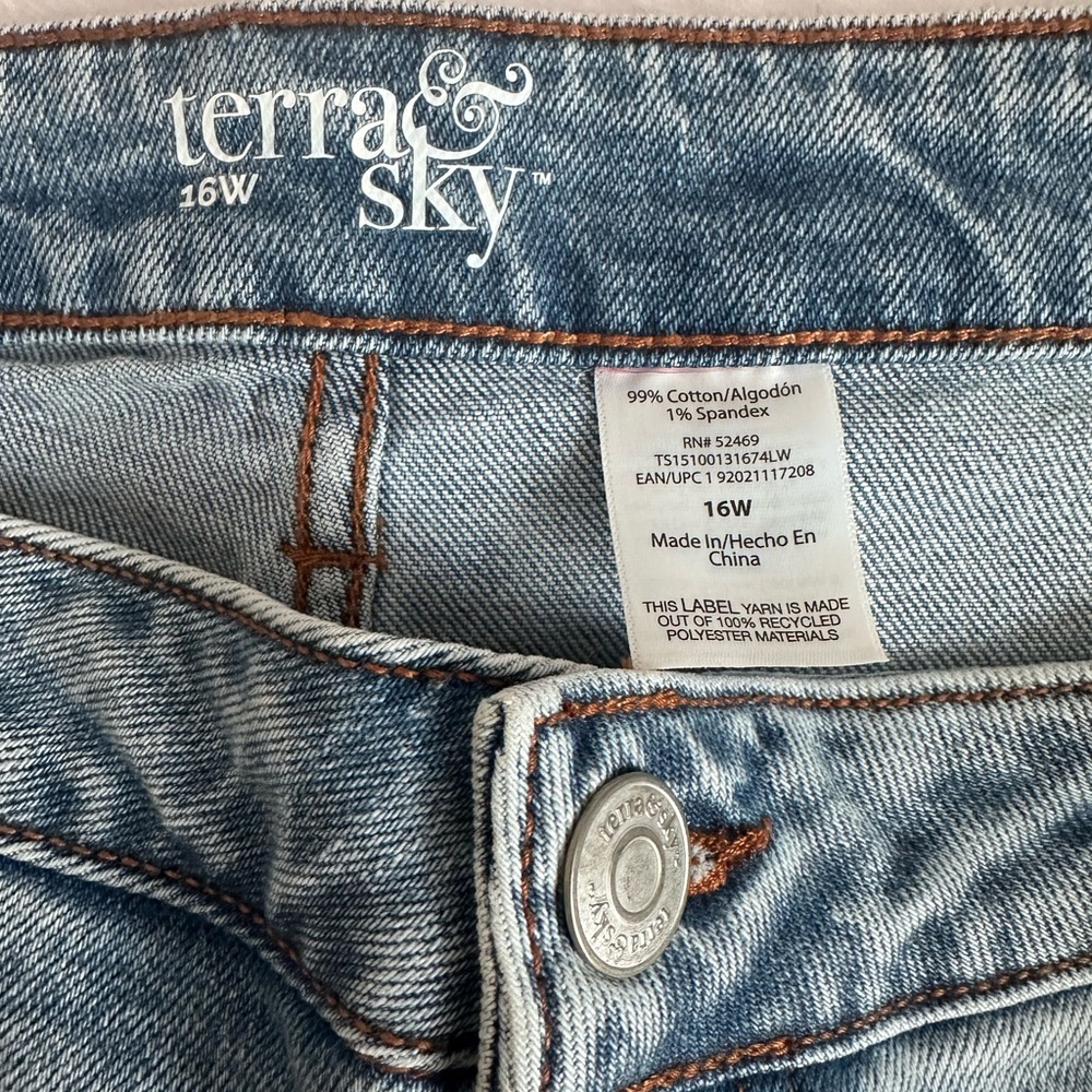 Terra & Sky Cargo Utility Denim Jeans Size 16W Wide Leg Curvy - Picture 5 of 9